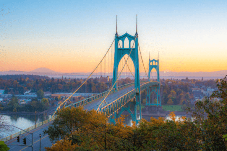The iconic St. Johns Bridge in Portland, OR, symbolizing structural excellence and architectural design compliance.