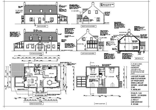 Home Addition Plans - Exterior Elevations, Floor Plans, and Section Views for Permitting
