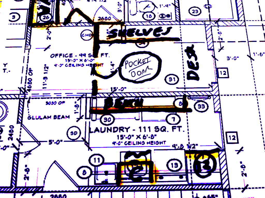 House Blueprints Made Online - Partial Floor Plan with Client Feedback for Customization