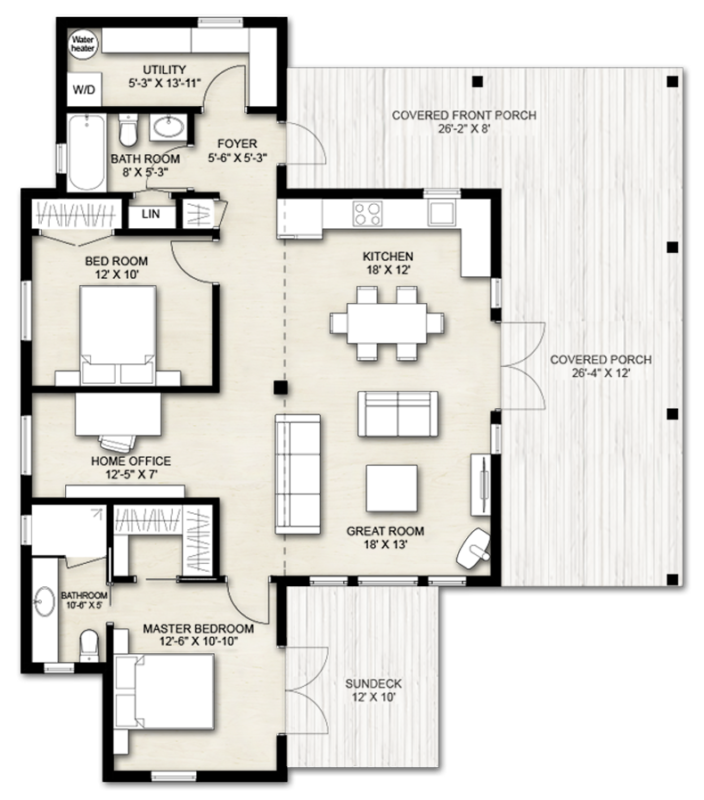 Truoba Mini 419: Small Cabin House Plans Exterior Rendering