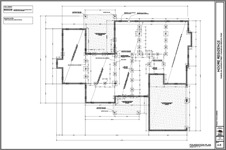 An image of a foundation plan with the potential for conversion into a house plan with a finished basement.