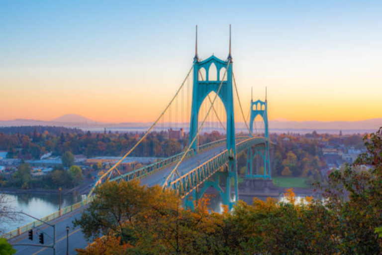 The iconic St. Johns Bridge in Portland, OR, symbolizing structural excellence and architectural design compliance.