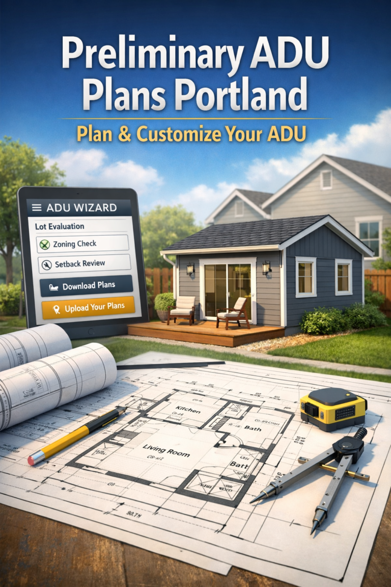 Preliminary ADU plans Portland – 3D ADU with blueprints and ADU Wizard