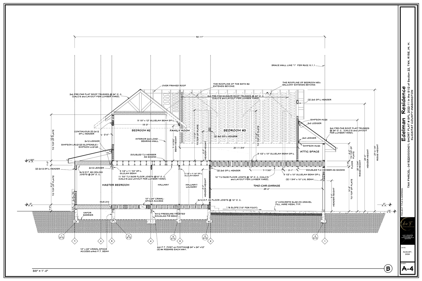 Two-story new home using prescriptive lateral design in Klickitat County Washington, Edelman Residence